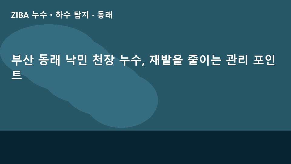 부산 동래 낙민 천장 누수, 재발을 줄이는 관리 포인트